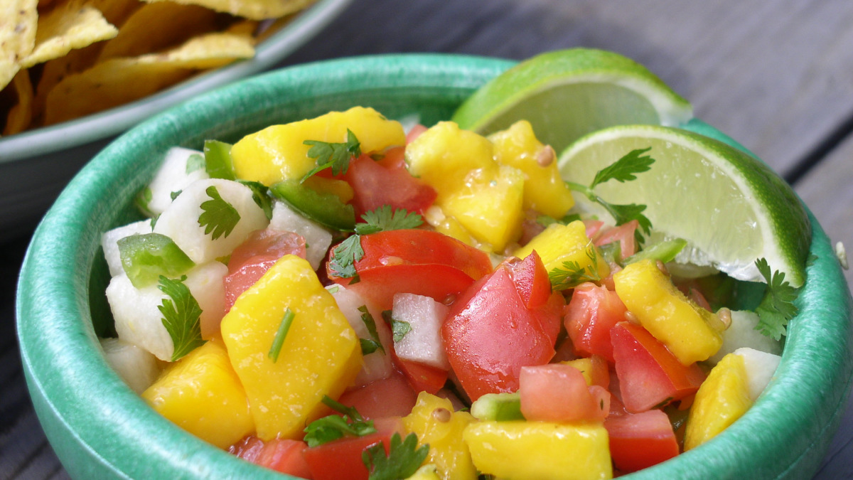 Mango-Avocado Salsa with Jicama Sticks