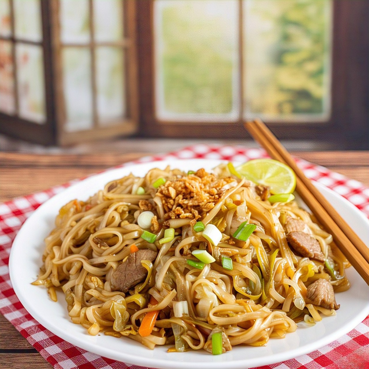 Stir-Fried Tofu Vegetable Pancit with Bihon Noodles