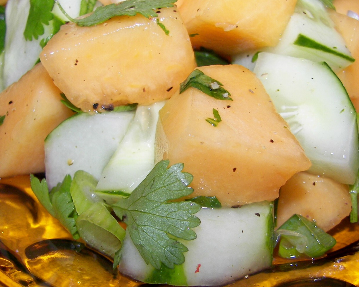 Cantaloupe and Cucumber Salad with Mint