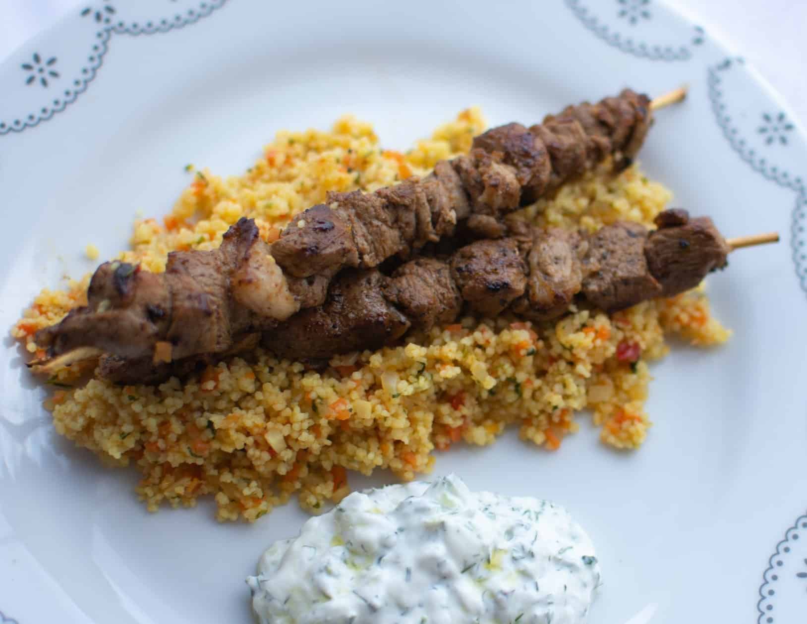 Harissa-Spiced Lamb Kebabs with Couscous