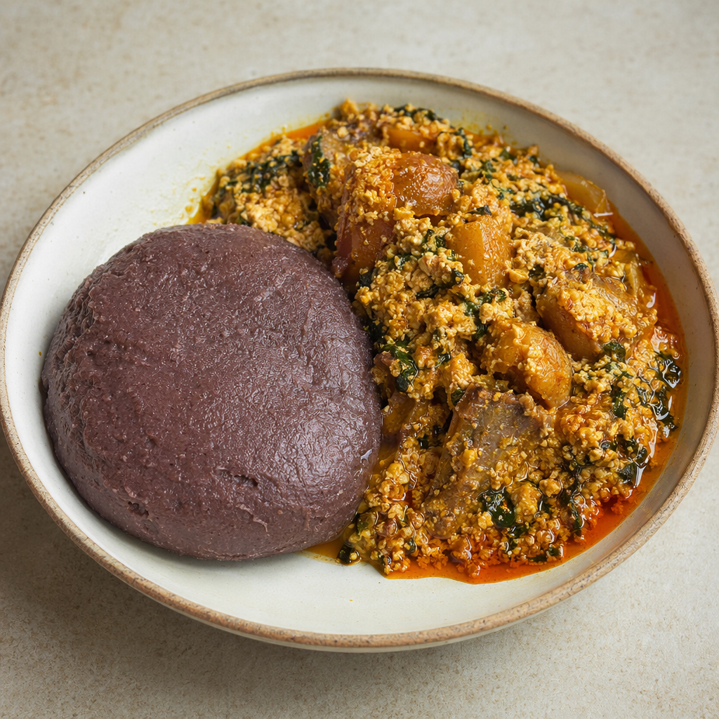 Spiced Punch Amala with Egusi Soup