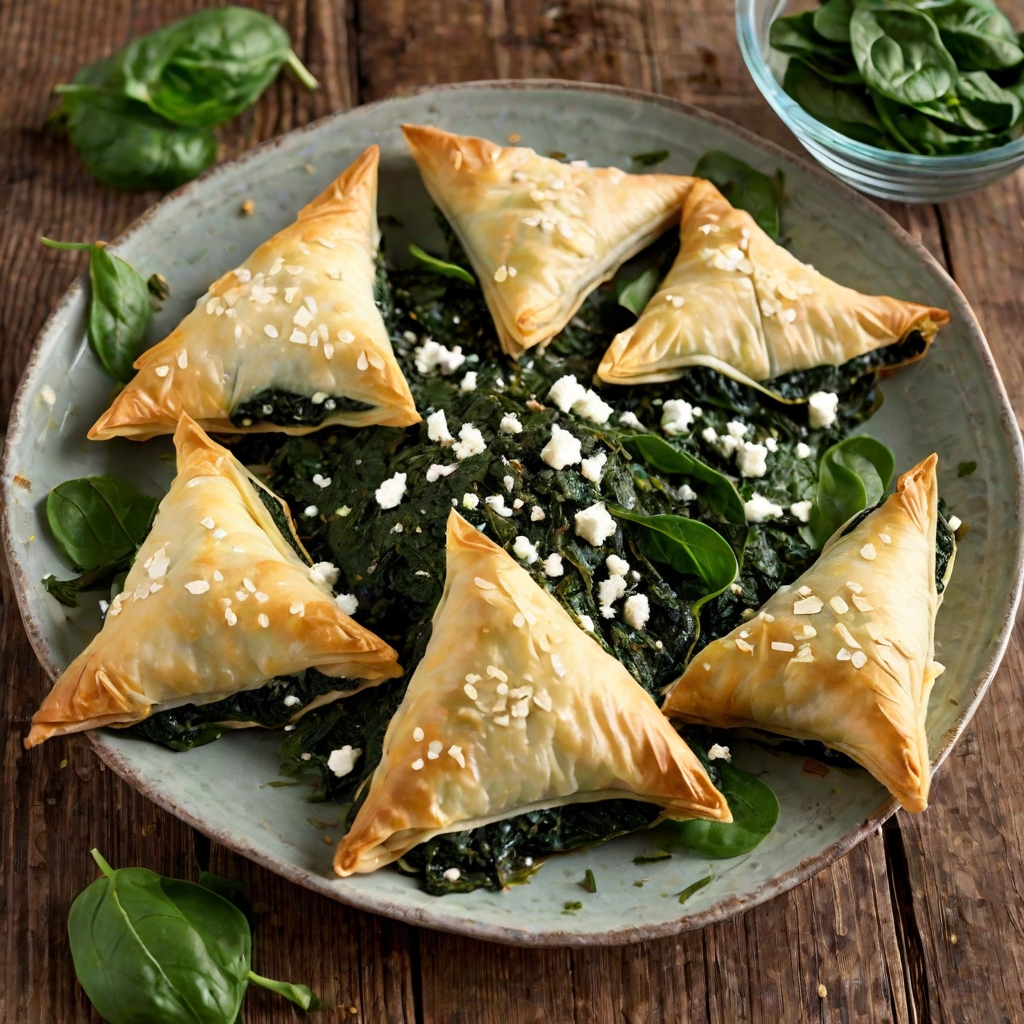 Phyllo-Wrapped Spinach and Feta Triangles