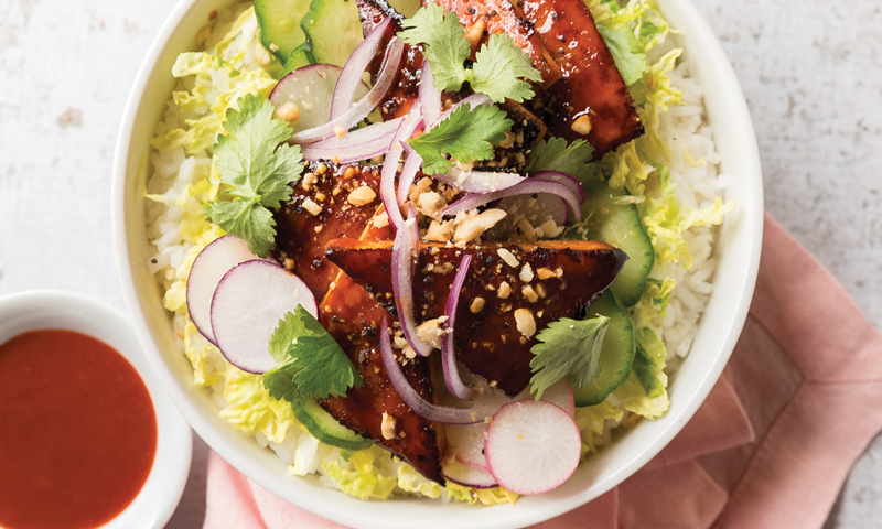 Gochujang-Glazed Tofu and Sweet Potato Bowl