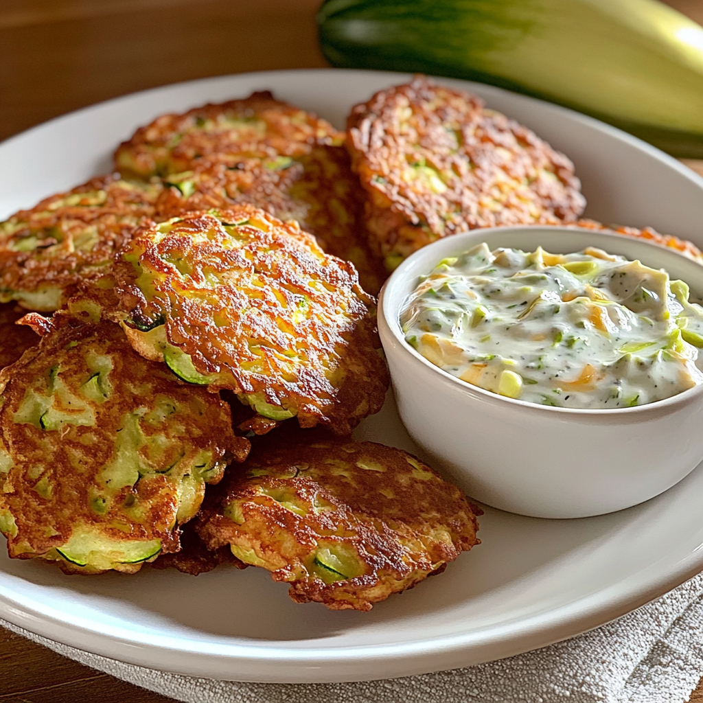 Crisp-Topped Zucchini and Corn Fritters with Lemon-Dill Yogurt