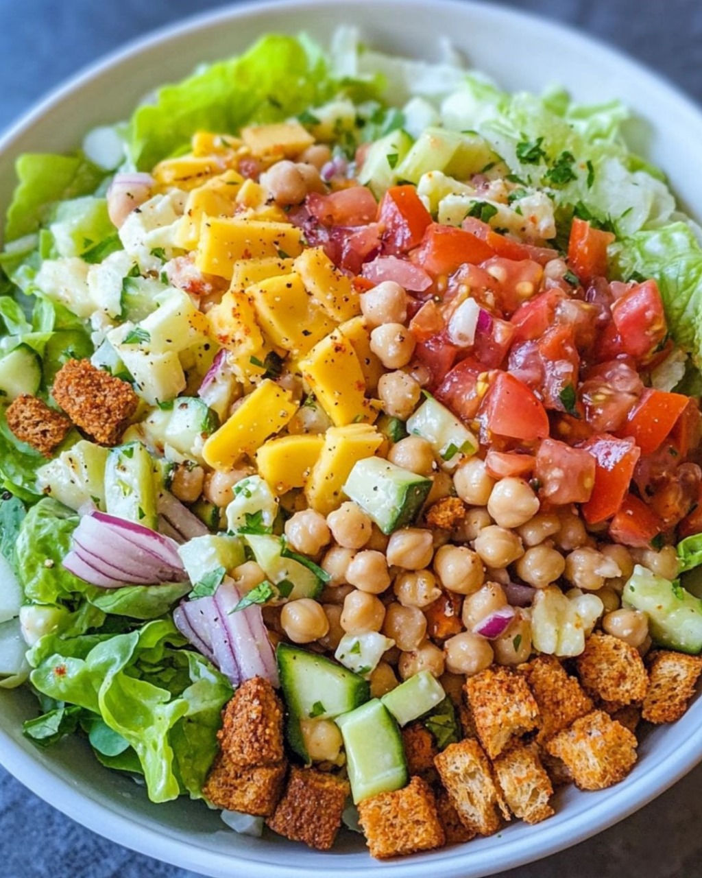 Crispy Chickpea Garden Salad with Citrus-Herb Dressing