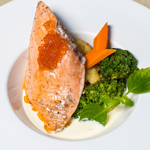 Miso-Glazed Salmon with Steamed Broccoli and Sesame Seeds