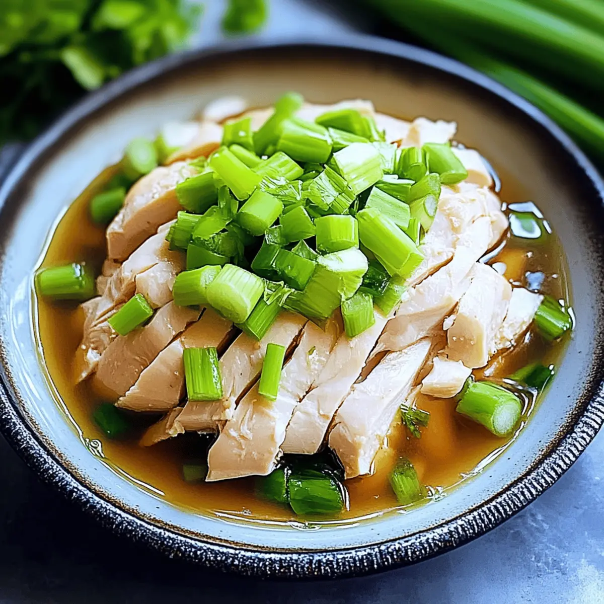 White Tea Poached Chicken with Ginger and Scallions