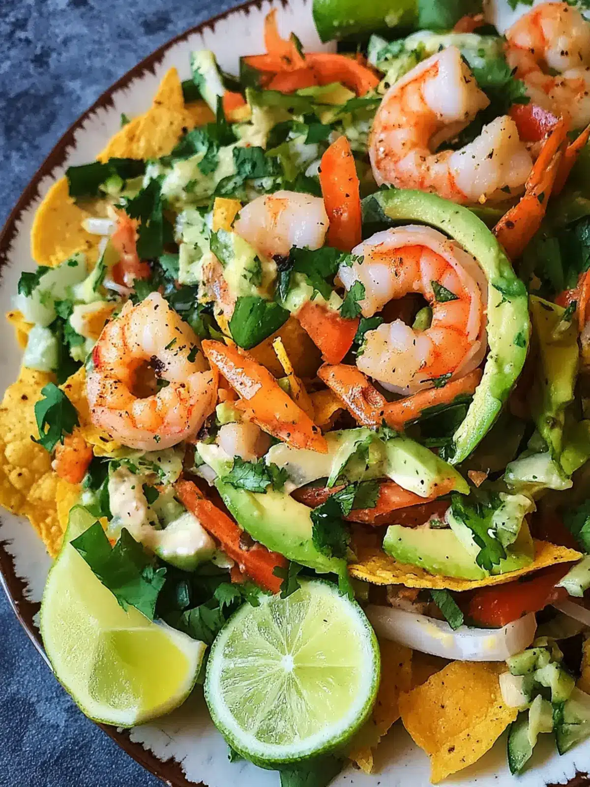 Shrimp and Corn Taco Salad with Lime Crema