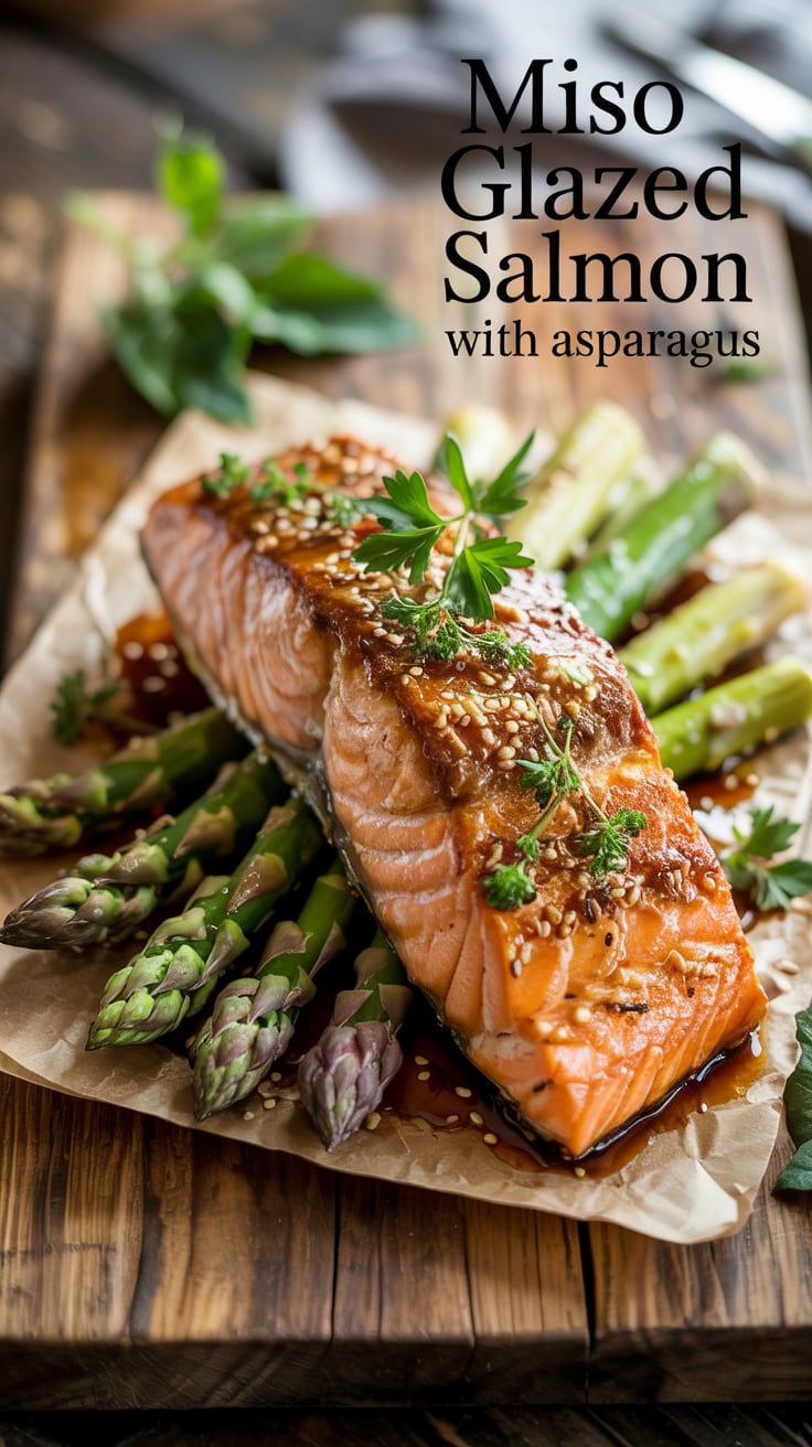 Miso-Glazed Salmon with Gingered Asparagus