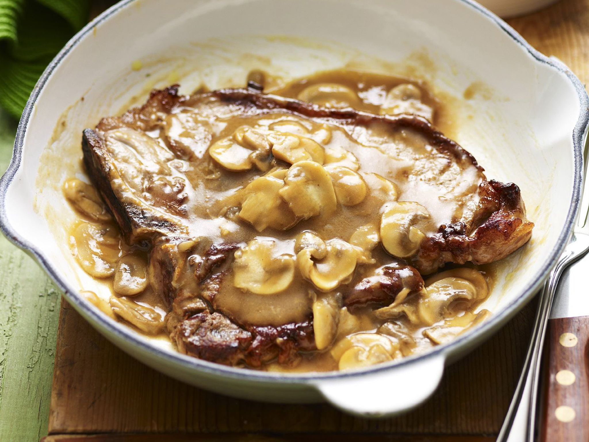 Pan-Seared Steak with Bourbon-Infused Mushroom Gravy