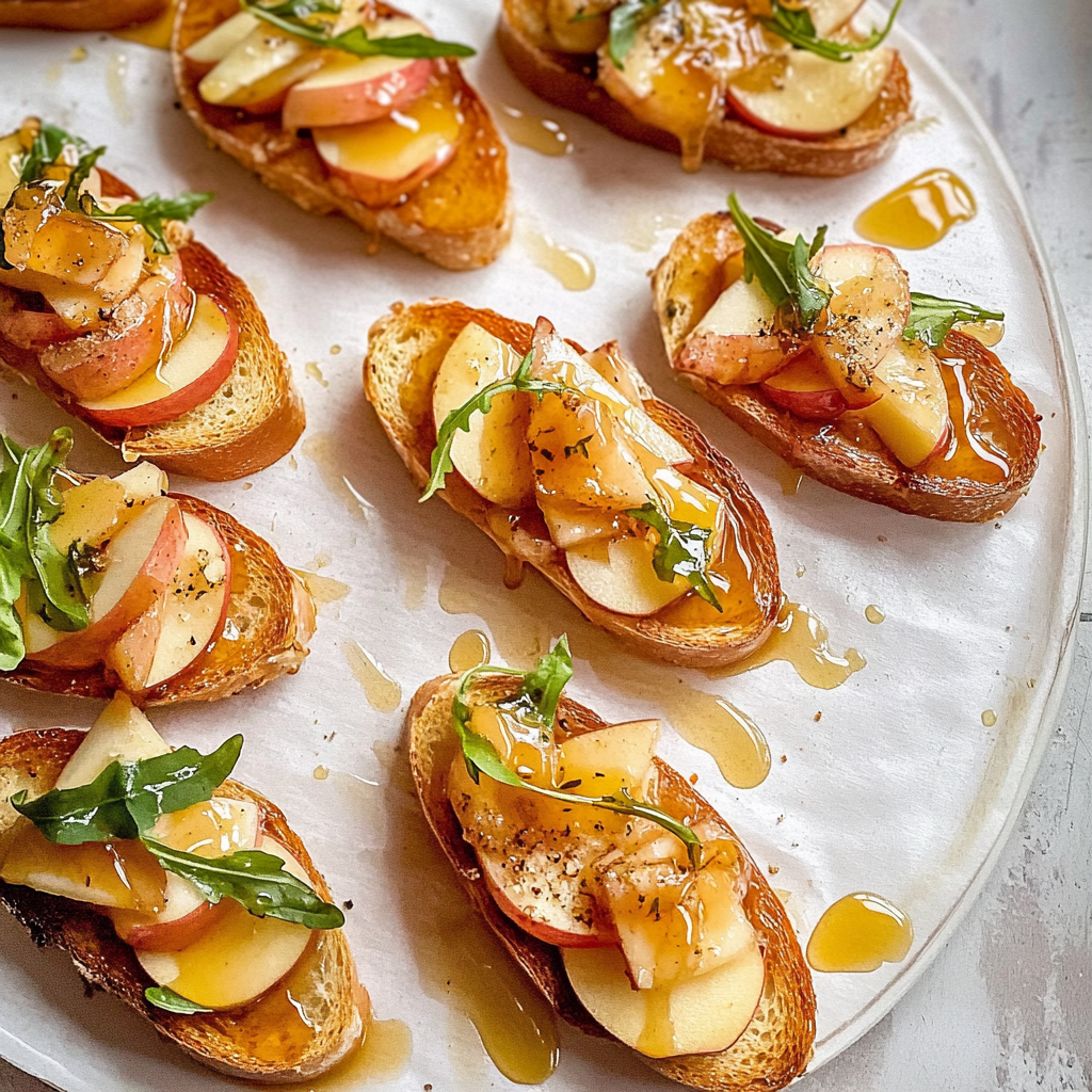 Brie and Apple Crostini with Honey Drizzle