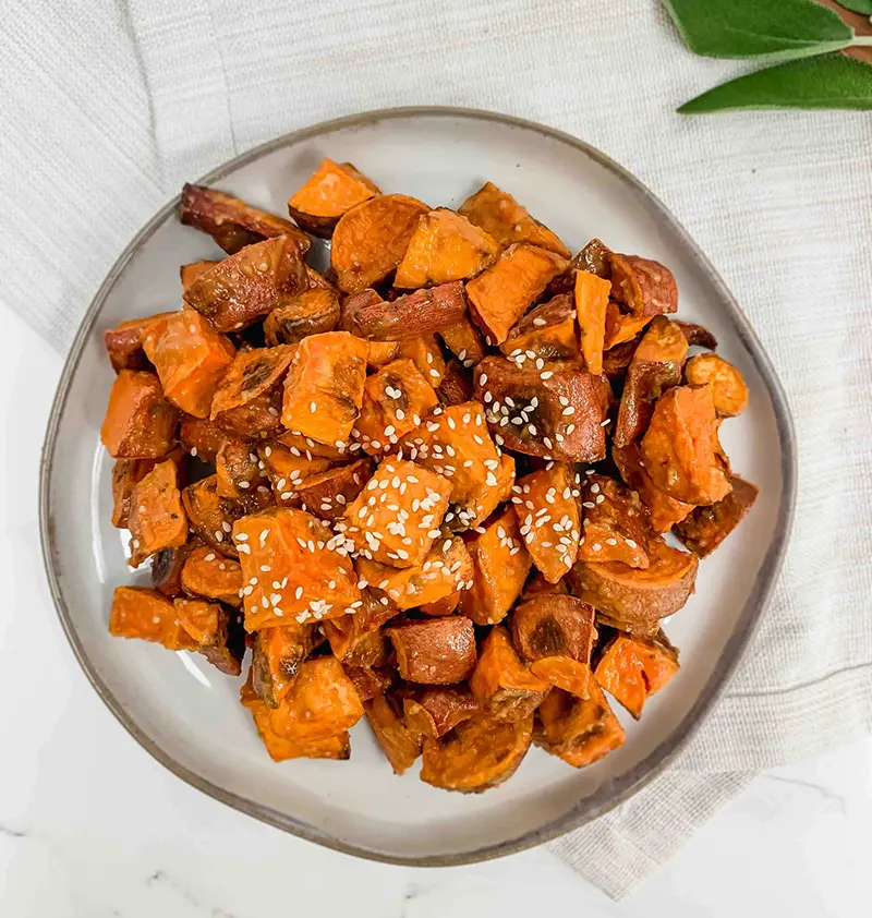 Miso-Glazed Roasted Sweet Potatoes with Chestnuts