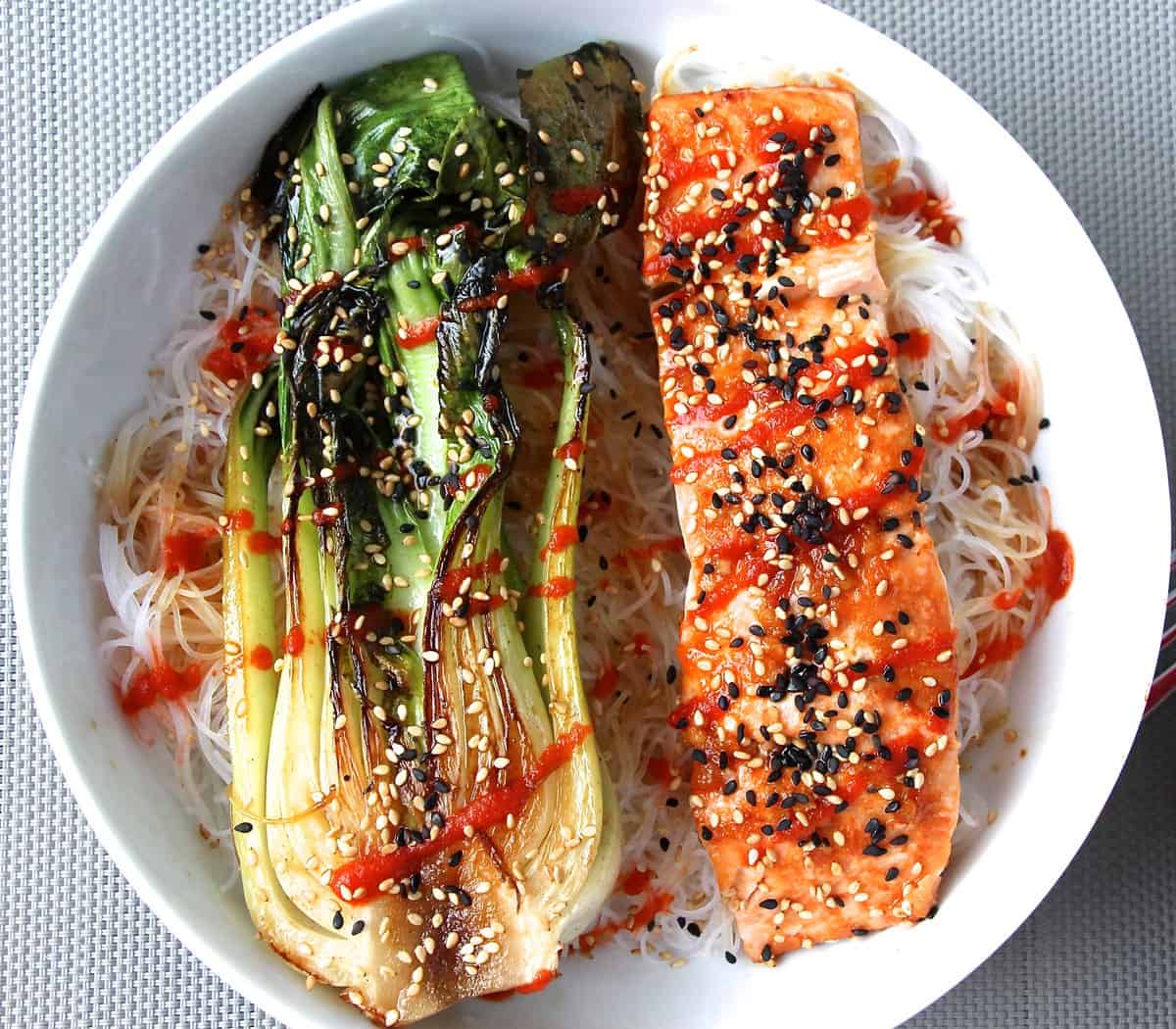 Sesame-Ginger Baked Salmon with Steamed Bok Choy