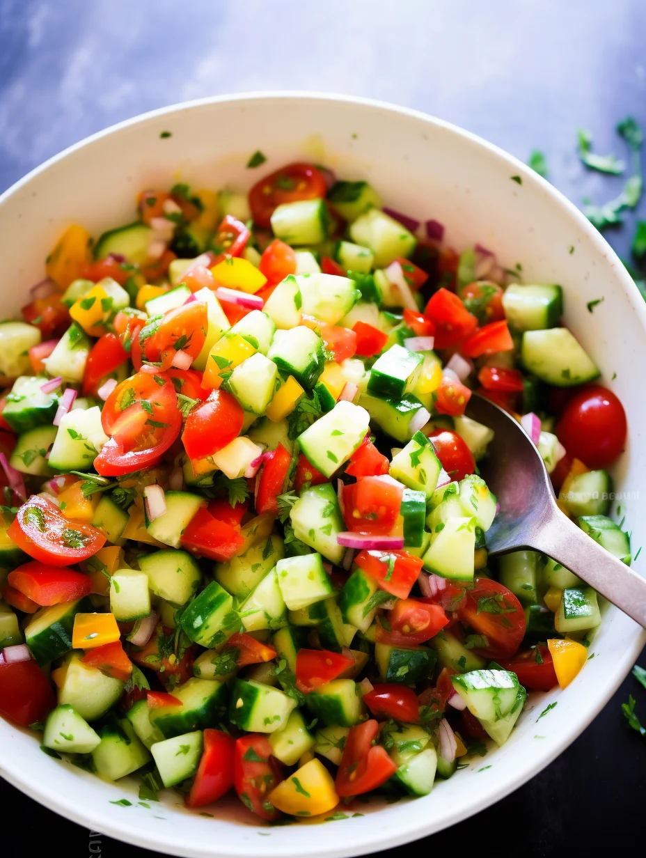 Chopped Cucumber-Tomato Salad with Lemon-Herb Dressing