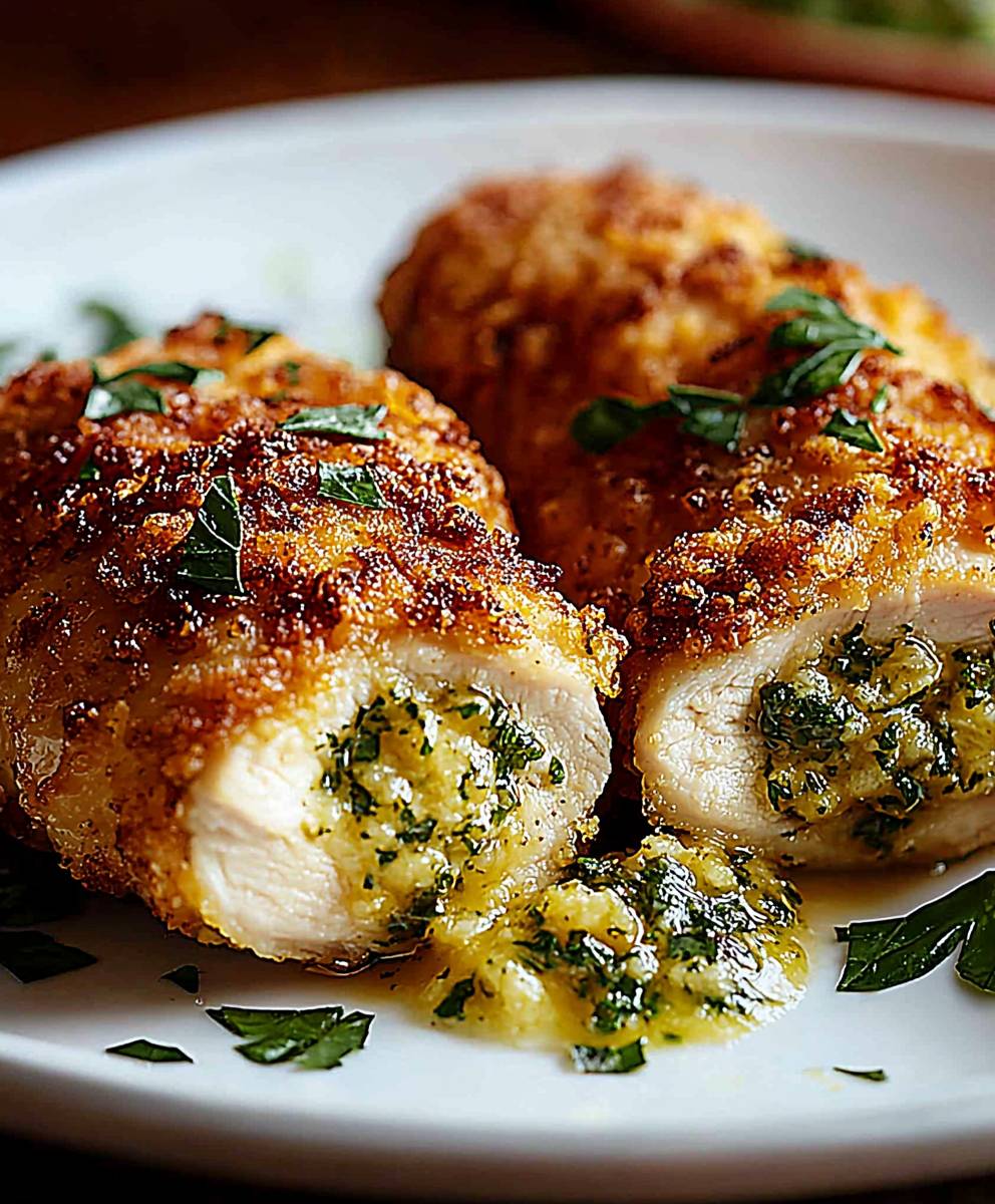 Crispy Shallot Chicken with Herb Butter
