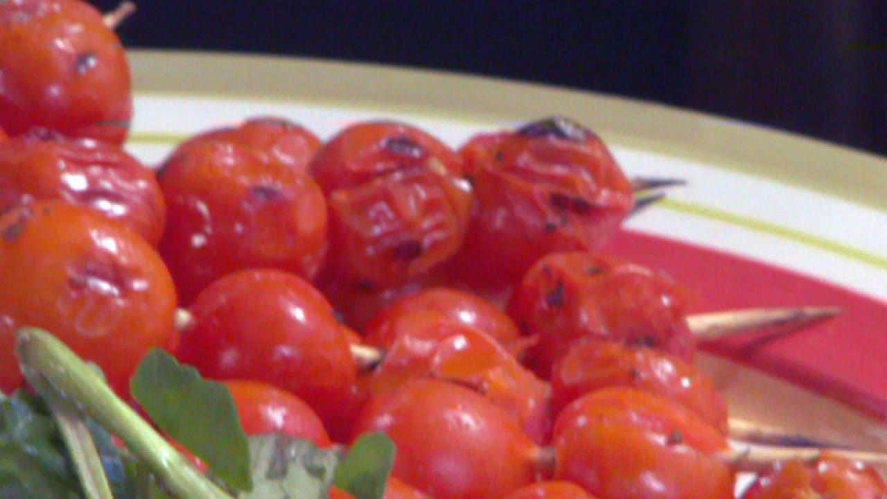 Grilled Lemon-Oregano Skewers with Cherry Tomatoes