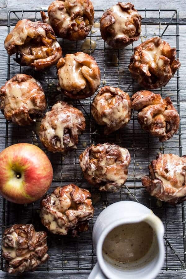 Spiced Apple Fritters with Maple Drizzle