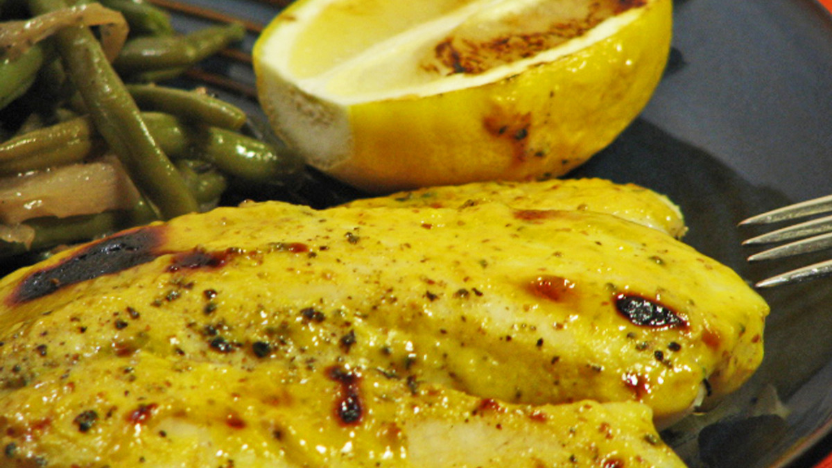 Mustard-Glazed Fish with Coconut Rice