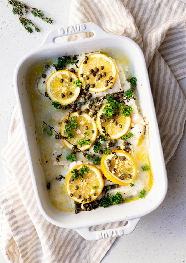 Lemon-Dill Baked Cod with Crispy Capers