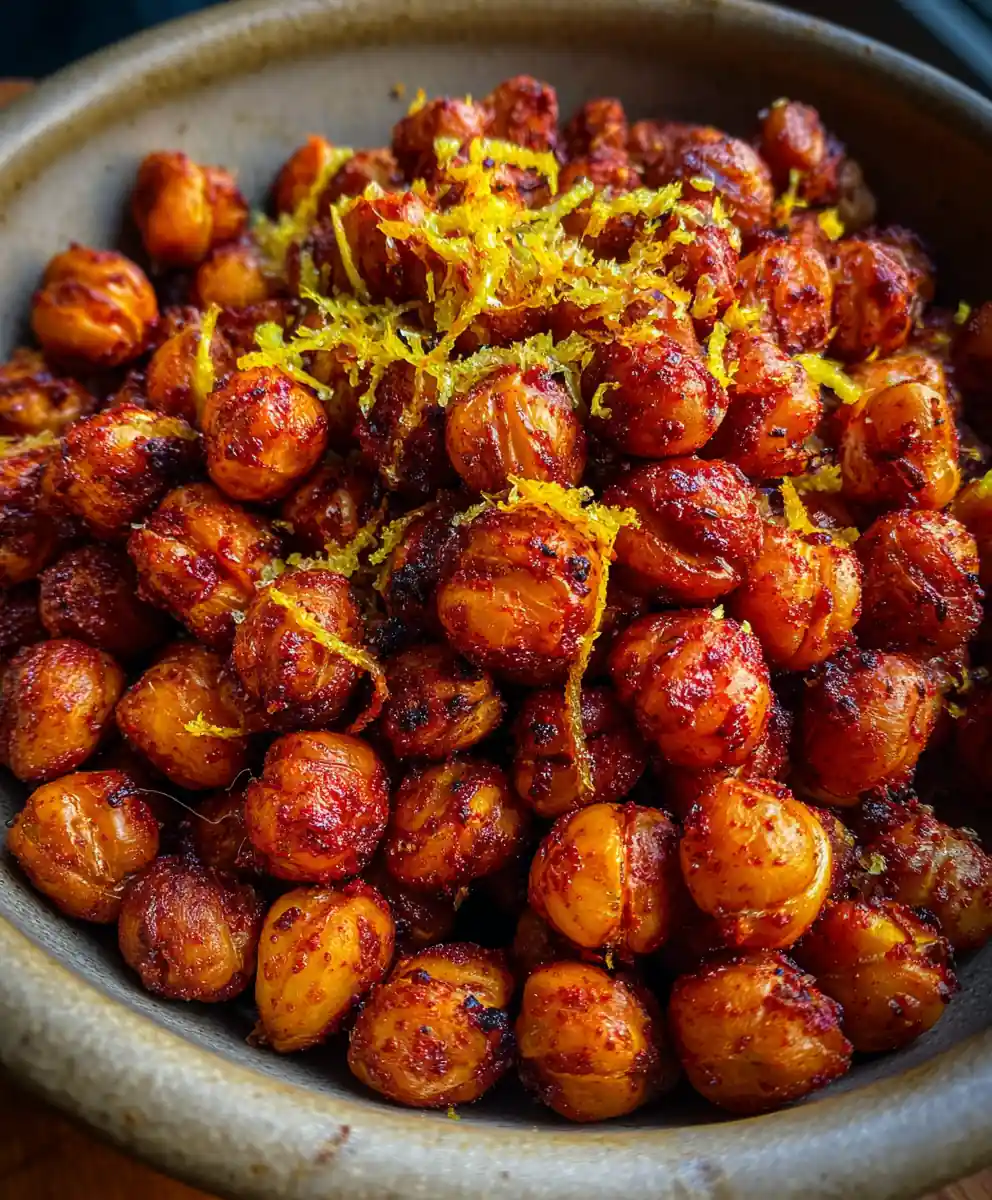 Harissa-Roasted Chickpeas with Lemon-Zest