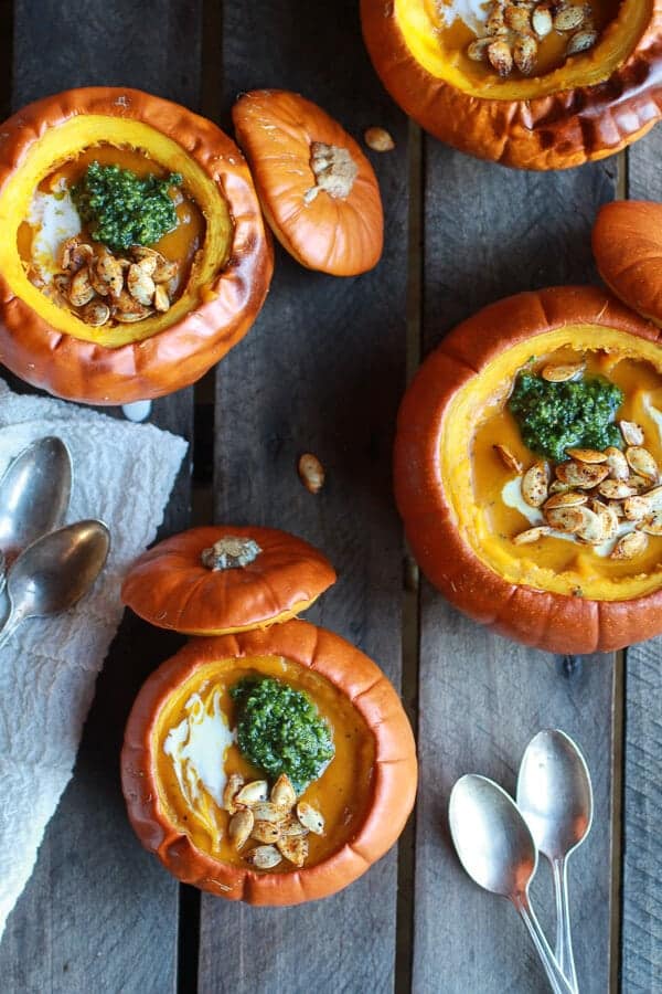 Roasted Pumpkin and Sage Soup with Toasted Pumpkin Seeds