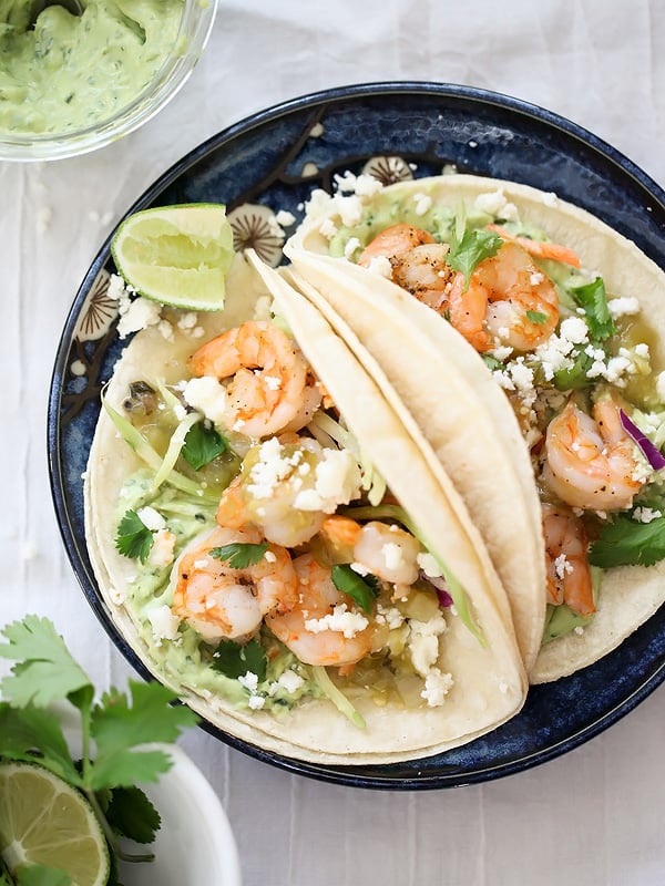 Citrus and Chili Shrimp Tacos with Avocado Crema