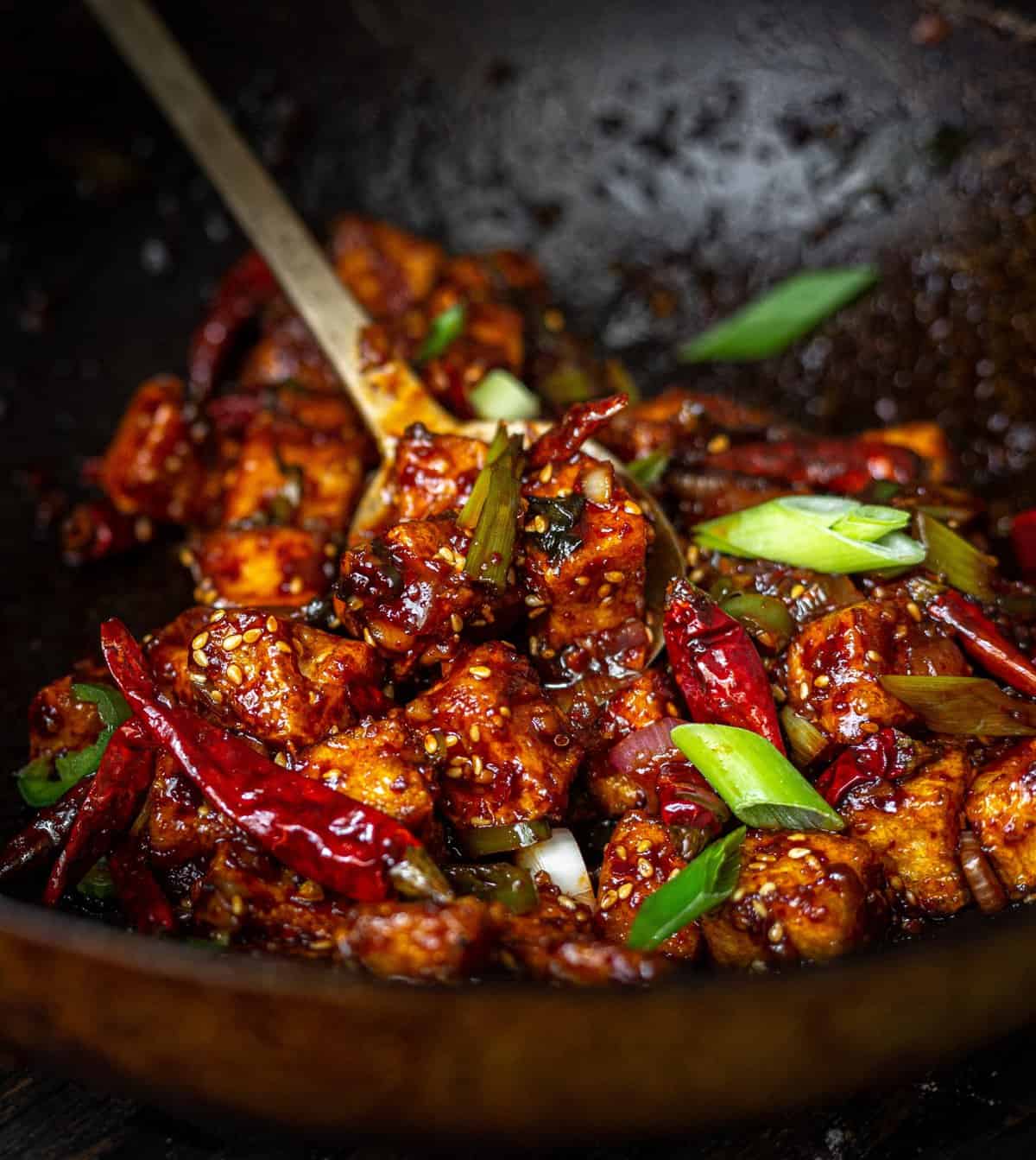 Spicy Stir-Fried Tofu with Garlic and Chilies