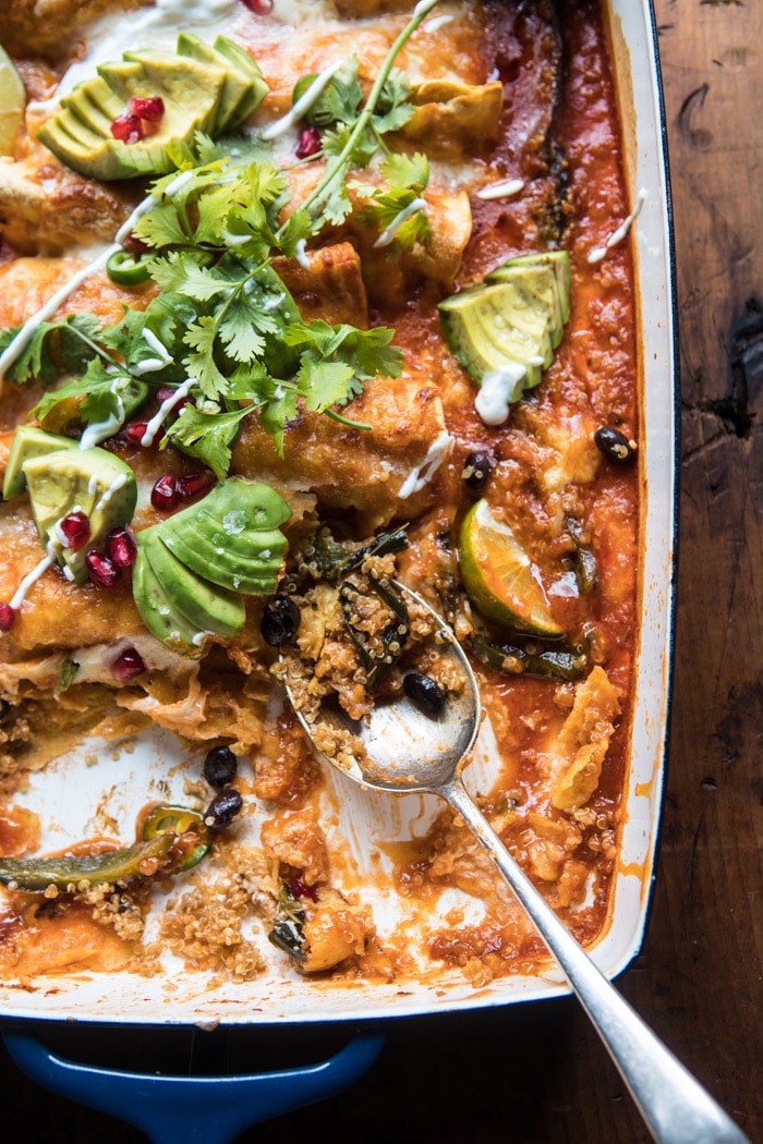 Roasted Poblano and Black Bean Enchiladas with Smoky Tomato Sauce