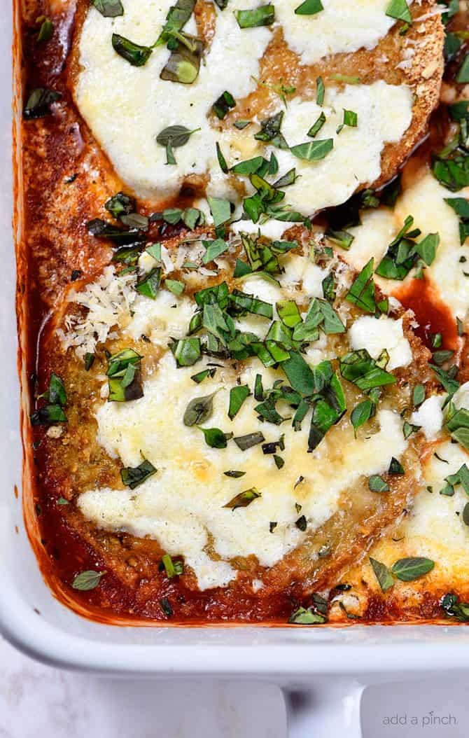 Layered Baked Eggplant Parmesan with Herbed Tomato Sauce