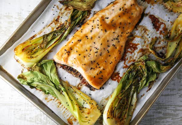 Sheet Pan Miso-Glazed Salmon with Roasted Bok Choy