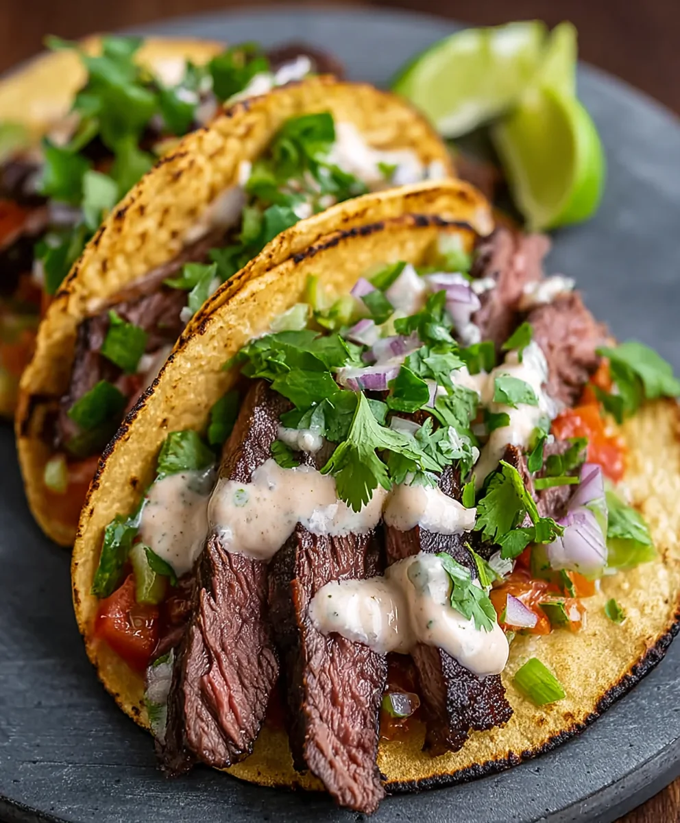 Slow-Cooked Beef Tacos with Chipotle-Lime Crema