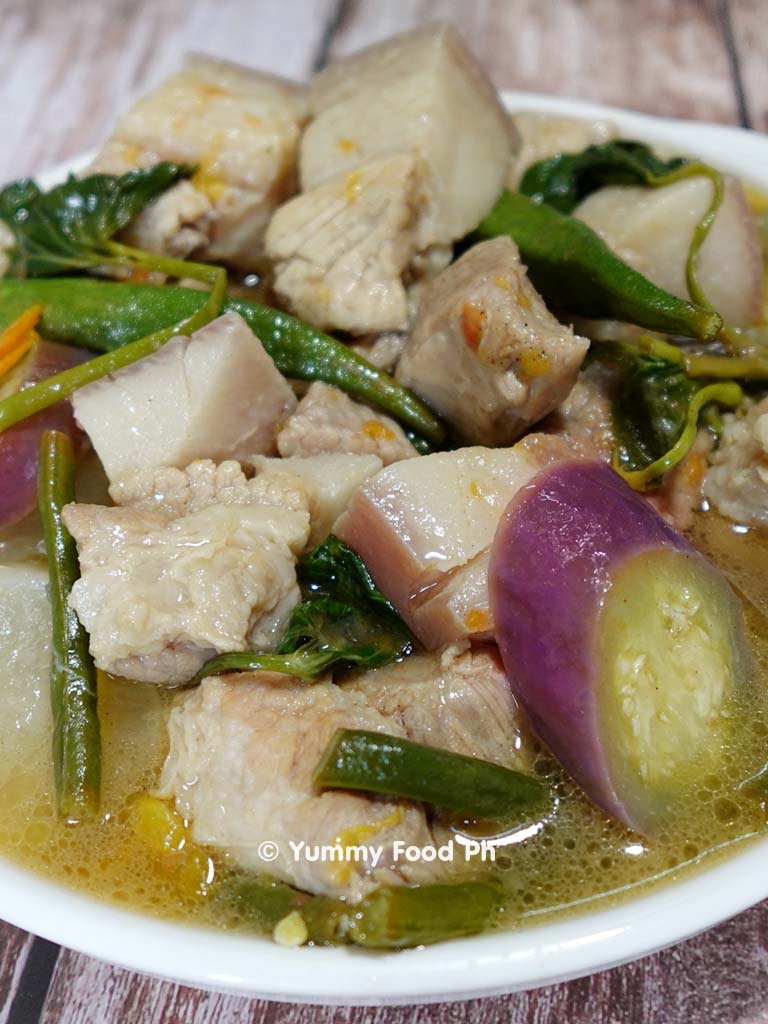 Simmered Pork Ribs Sinigang with Taro and Okra