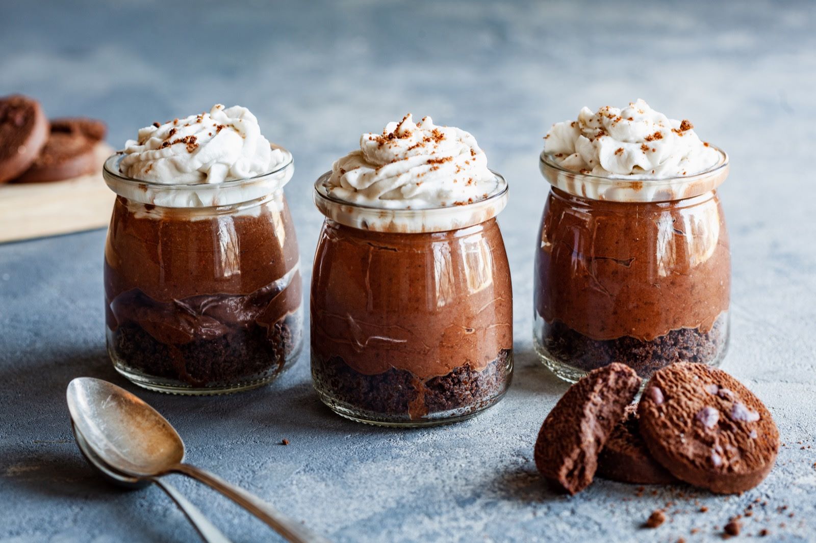 High-Rise Layered Chocolate Mousse Parfait with Whipped Cream