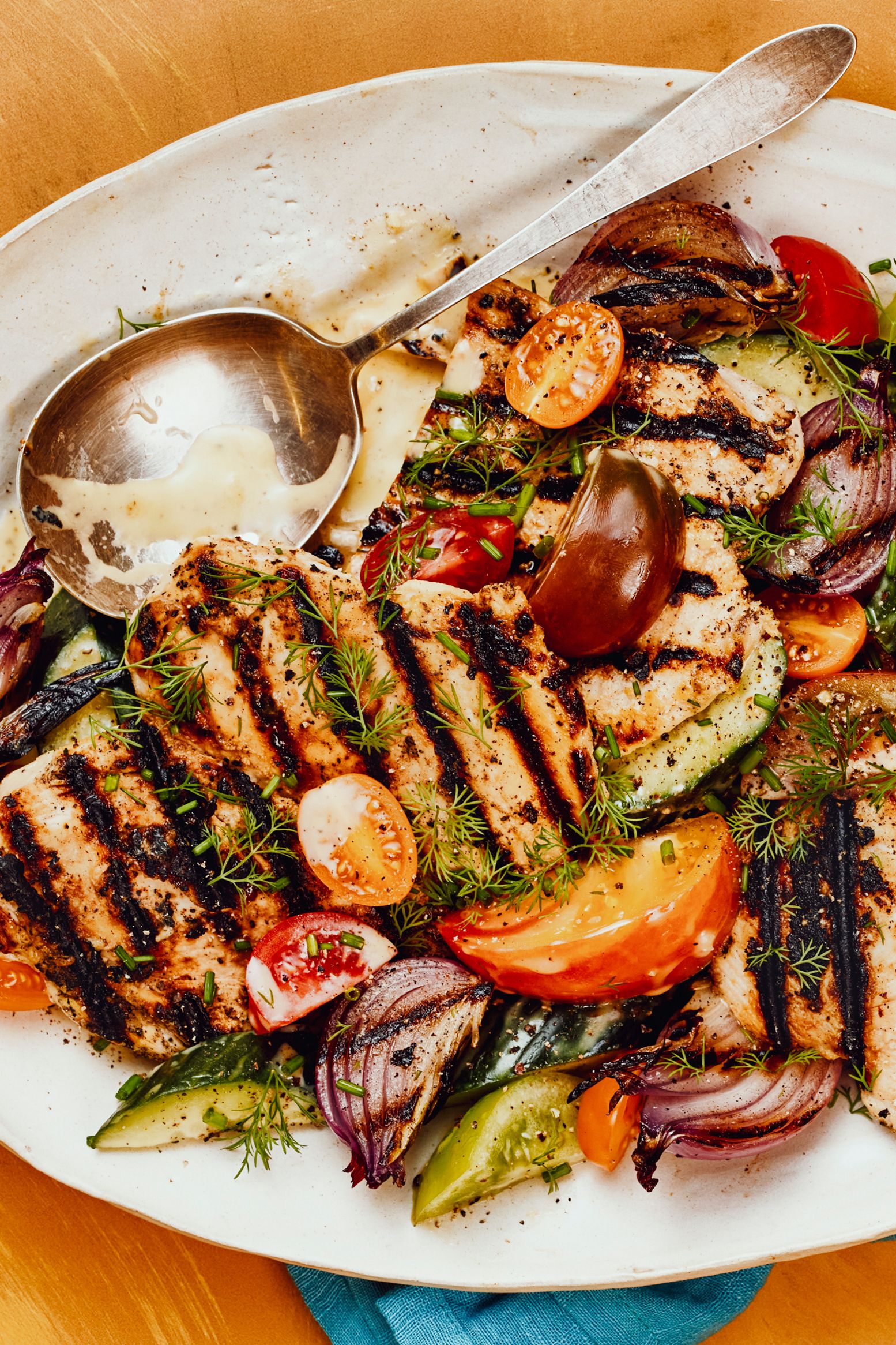 Grilled Farmstead Chicken with Buttermilk Dressing and Heirloom Greens