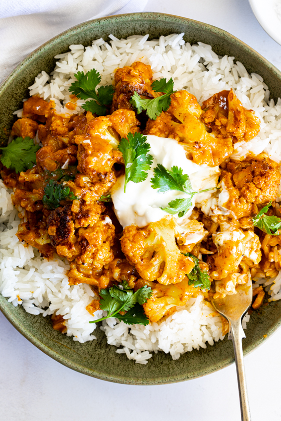 Spicy Cauliflower Curry with Coconut Rice