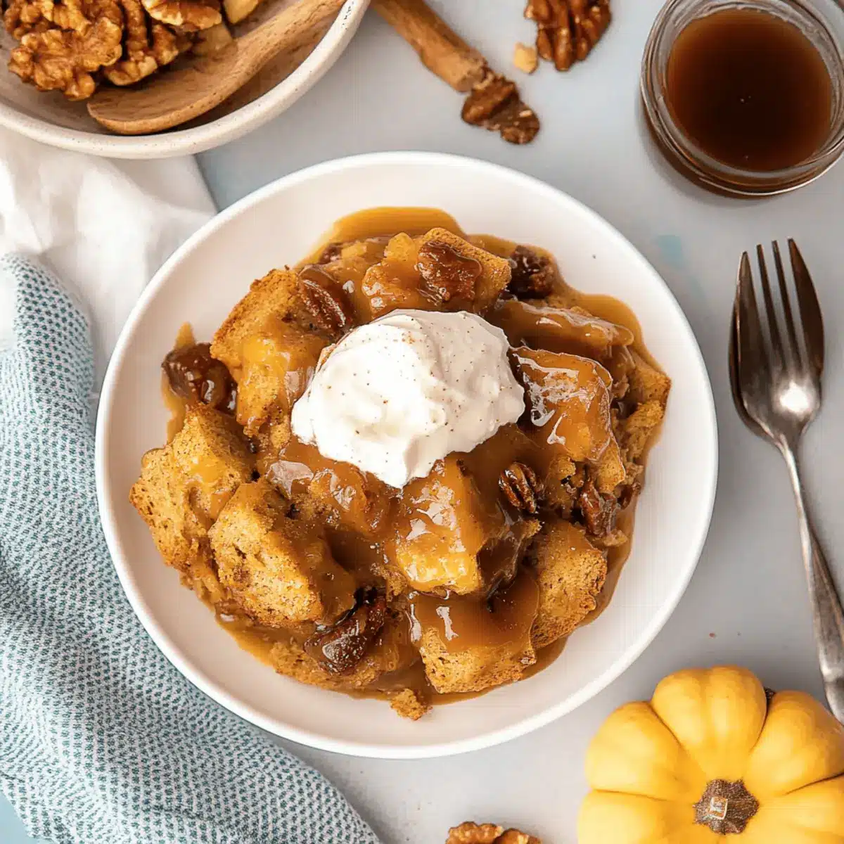 Pumpkin Spice Bread Pudding with Bourbon Sauce