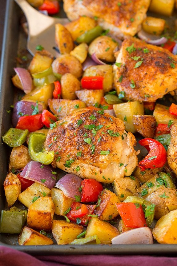 Sheet Pan Cajun-Spiced Chicken with Sweet Potatoes and Bell Peppers