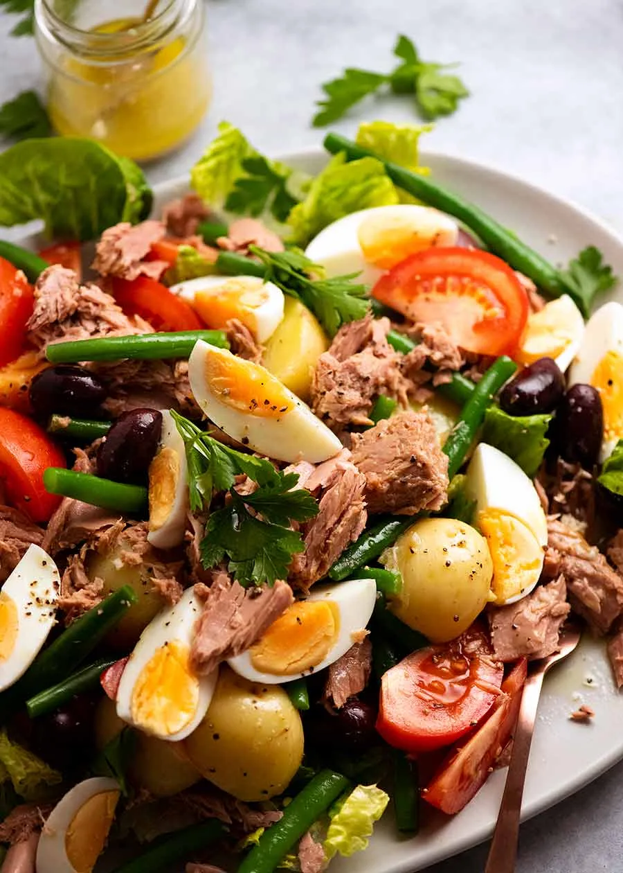 Classic Niçoise Salad with Hard-Boiled Eggs, Tuna, and Lemon-Dijon Dressing