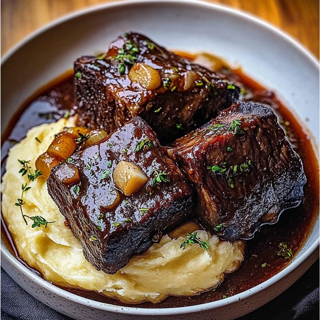 Red Wine–Braised Short Ribs with Garlic Mashed Potatoes