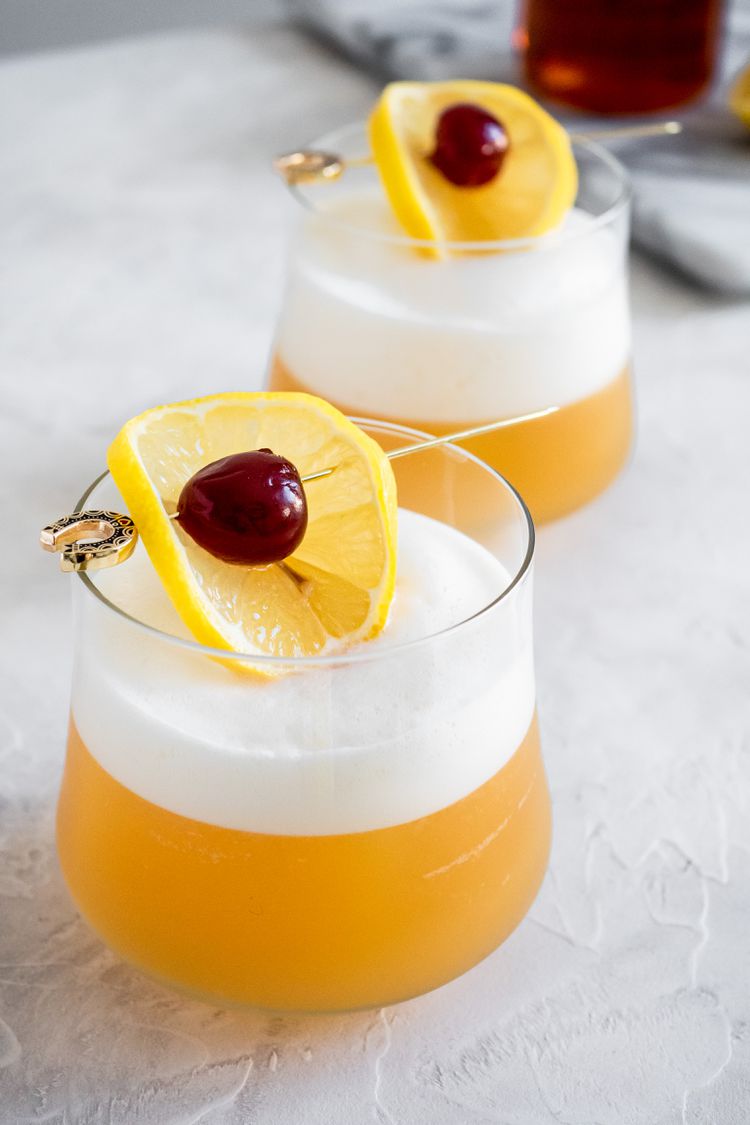 Bergamot Vodka Amaretto Sour with Egg White Foam