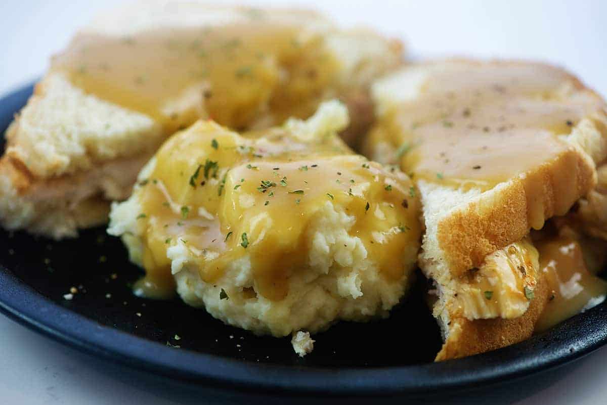 Turkey and Mashed Potato Roll Sandwiches with Savory Gravy