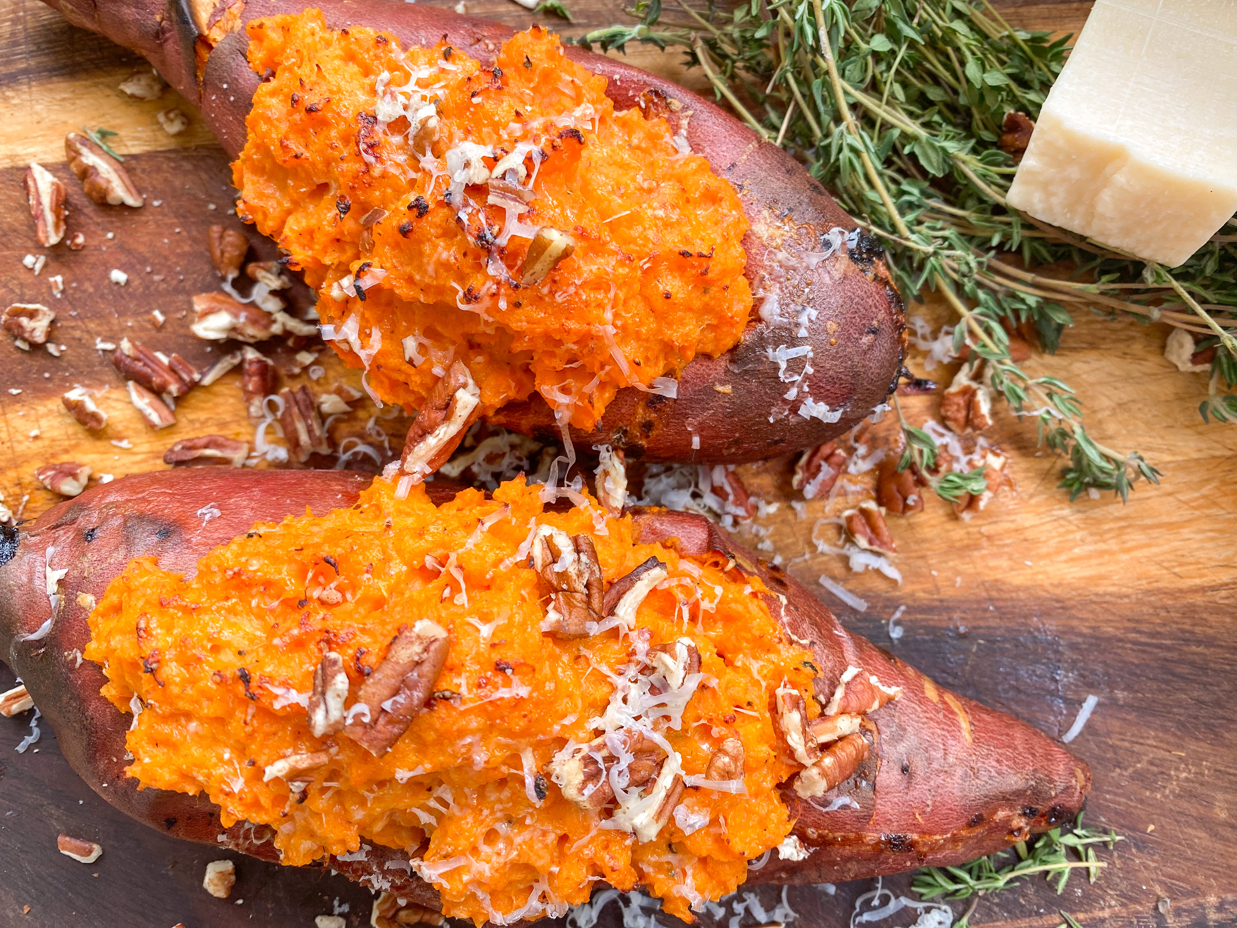 Twice-Baked Sweet Potato with Spiced Twelve-Herb Filling