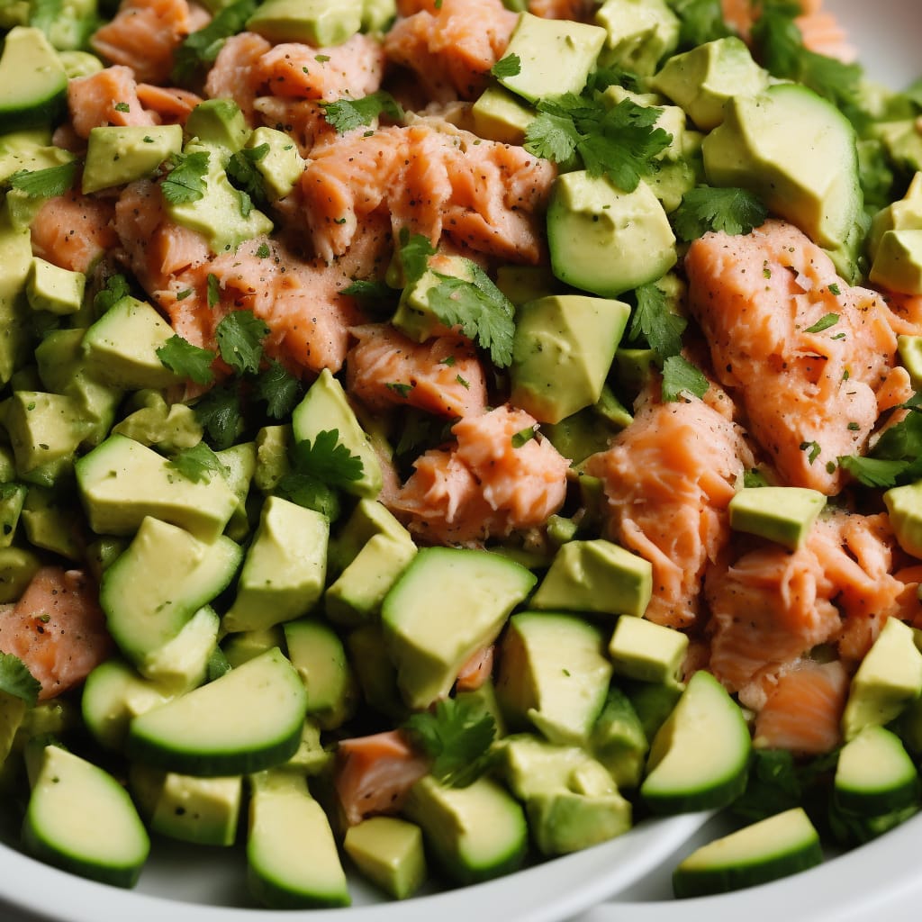 Pan-Seared Salmon with Avocado and Cucumber Salad