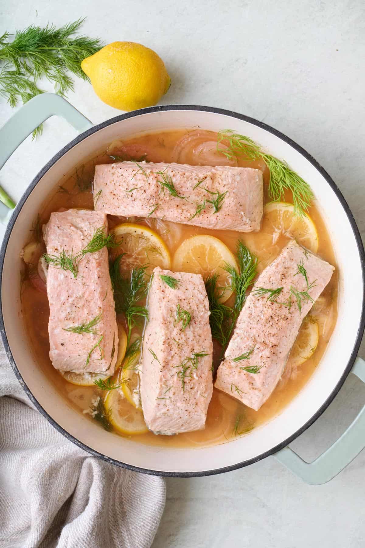 Omega-3 Poached Salmon with Citrus-Dill Vinaigrette