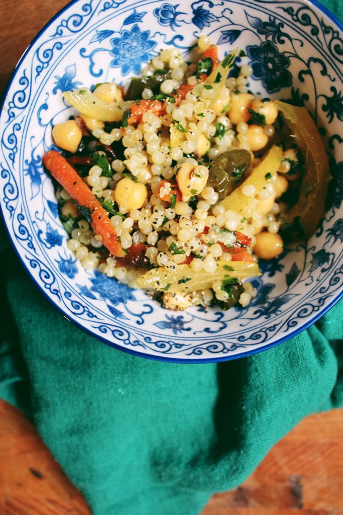 Cold Citrus-Mint Couscous Salad with Roasted Chickpeas