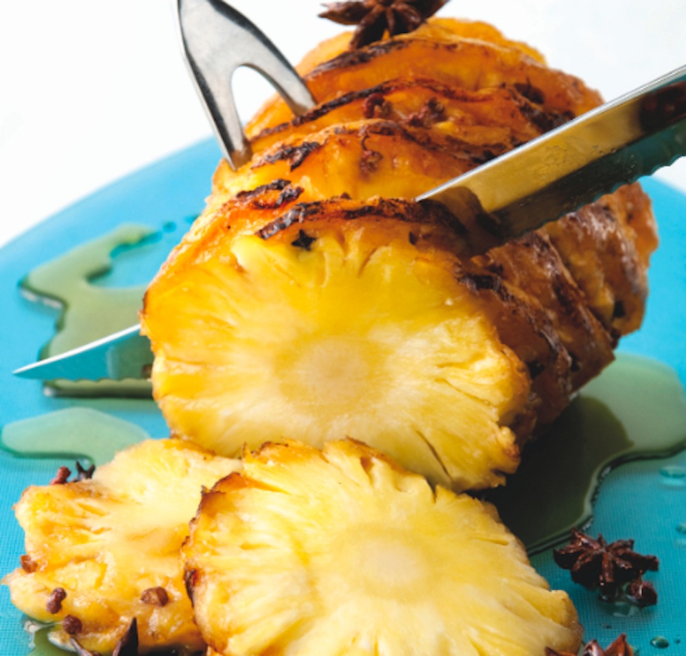 Baked Rum-Glazed Pineapple with Cinnamon and Clove