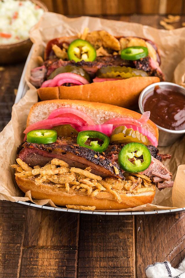 Smoked Brisket Sandwich with Pickled Red Onions