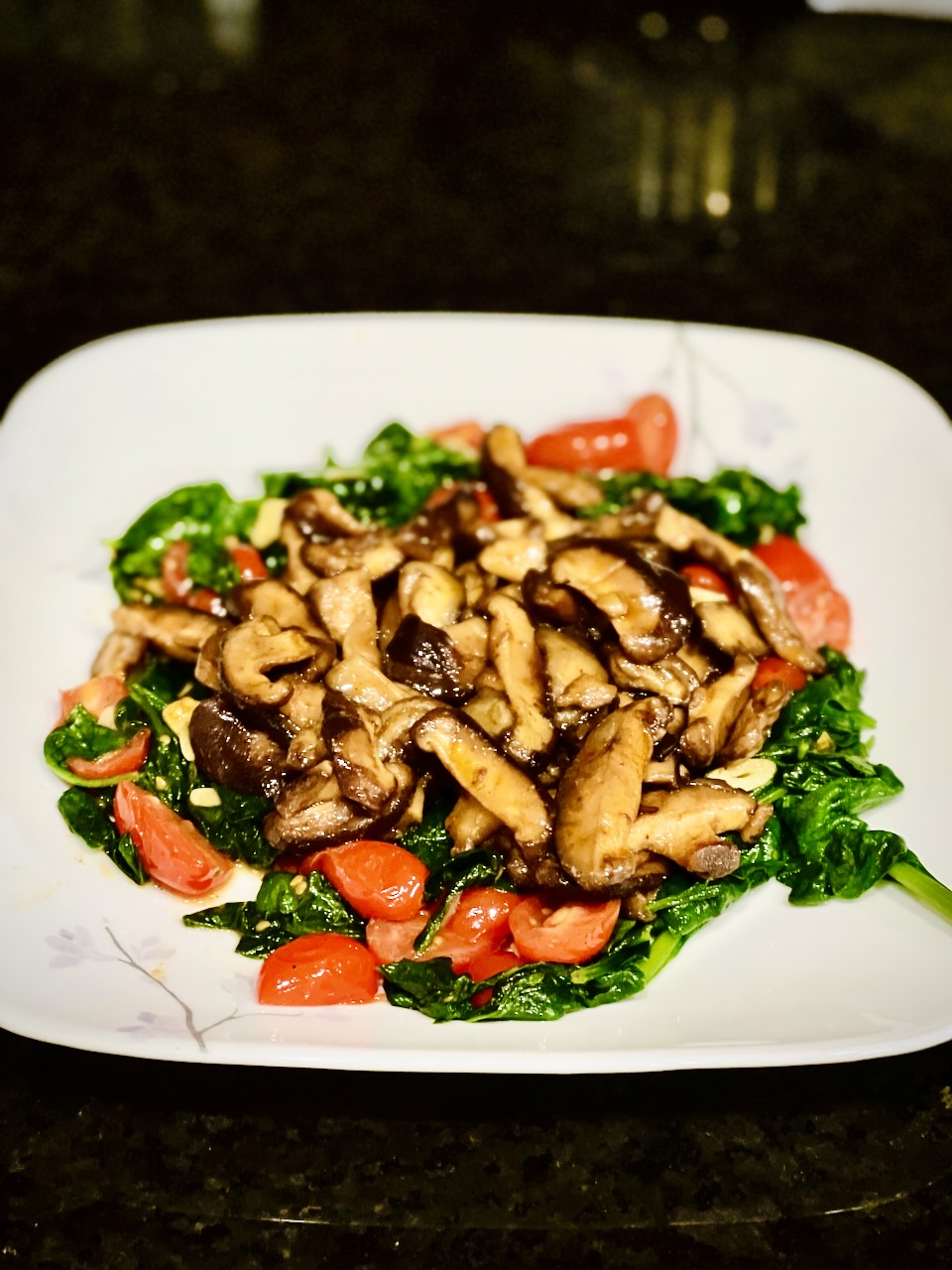 Sautéed Spinach and Mushroom Salad with Toasted Almonds