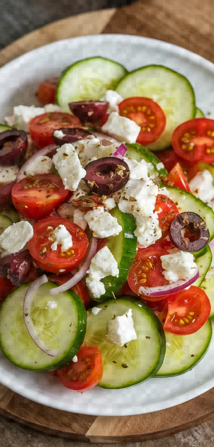 Greek-Style Tomato and Cucumber Salad with Feta and Kalamata Olives