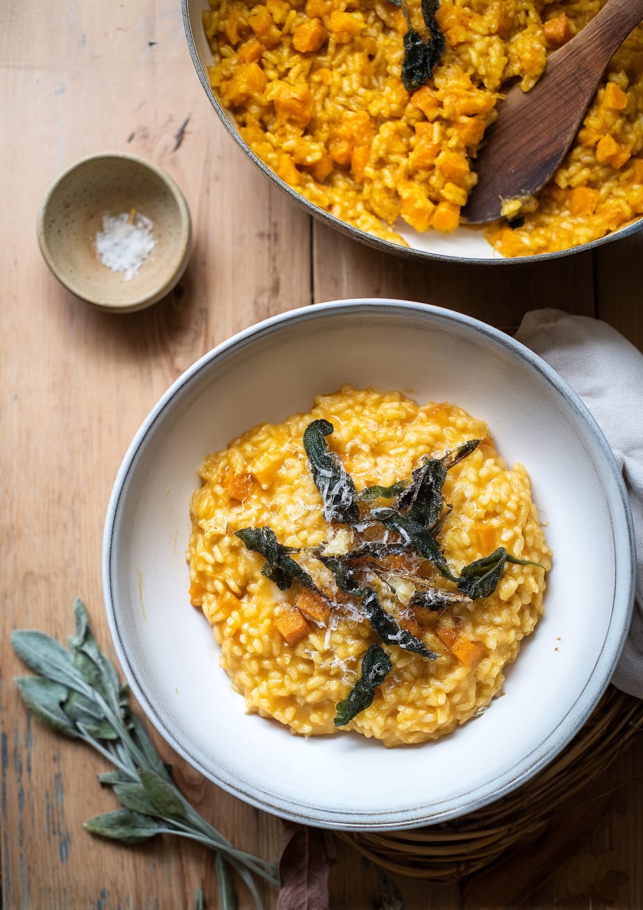 Baked Pumpkin and Sage Risotto with Toasted Pine Nuts